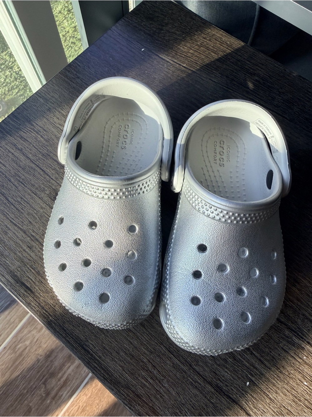 CROCS Kids' Classic Clog in Metallic Silver